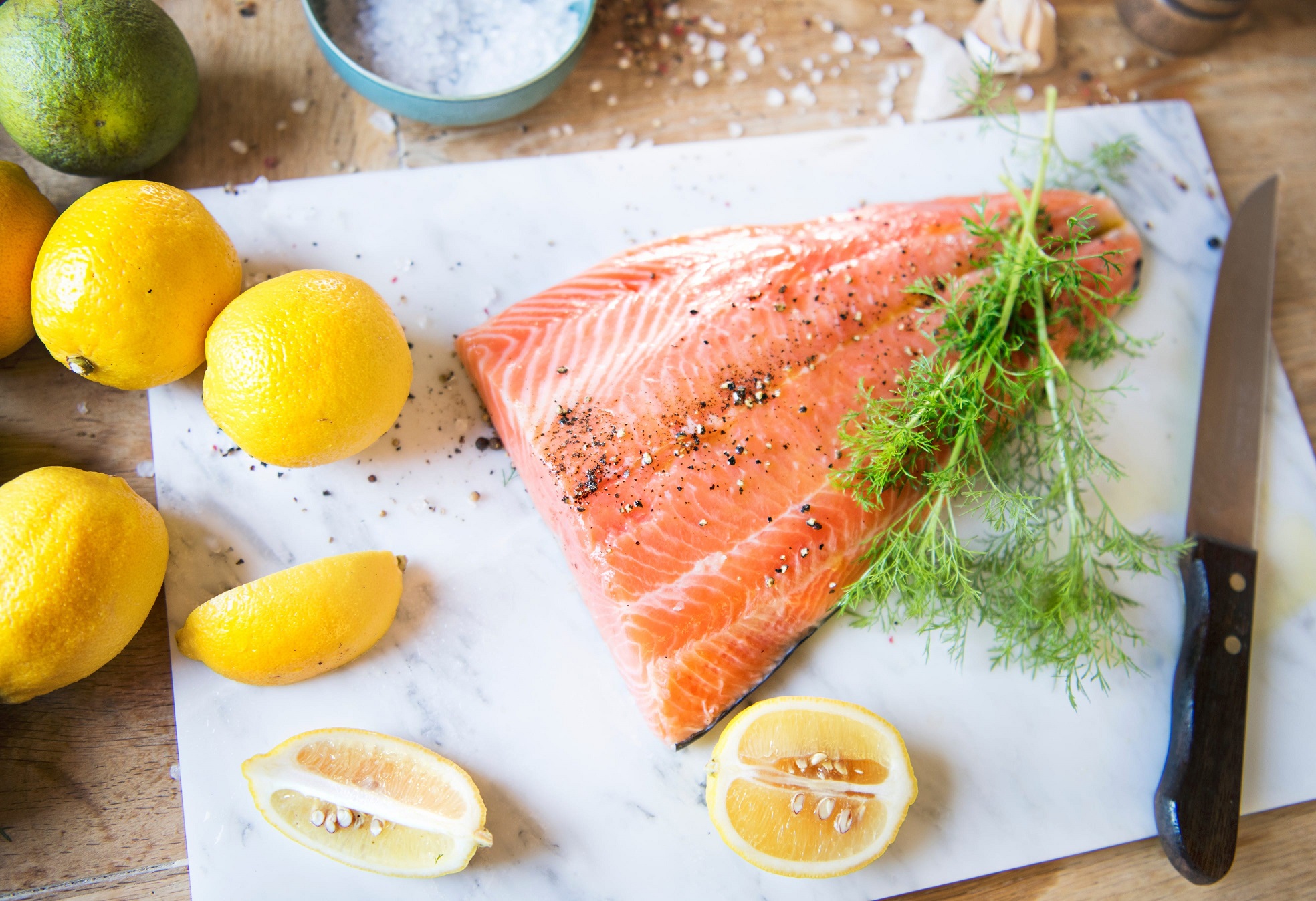 Fresh salmon with dill.