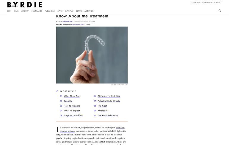 Screenshot of an article titled: Know About the Treatment