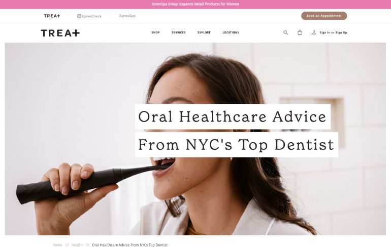 Screenshot of an article titled: Oral Healthcare Advice From NYC's Top Dentist